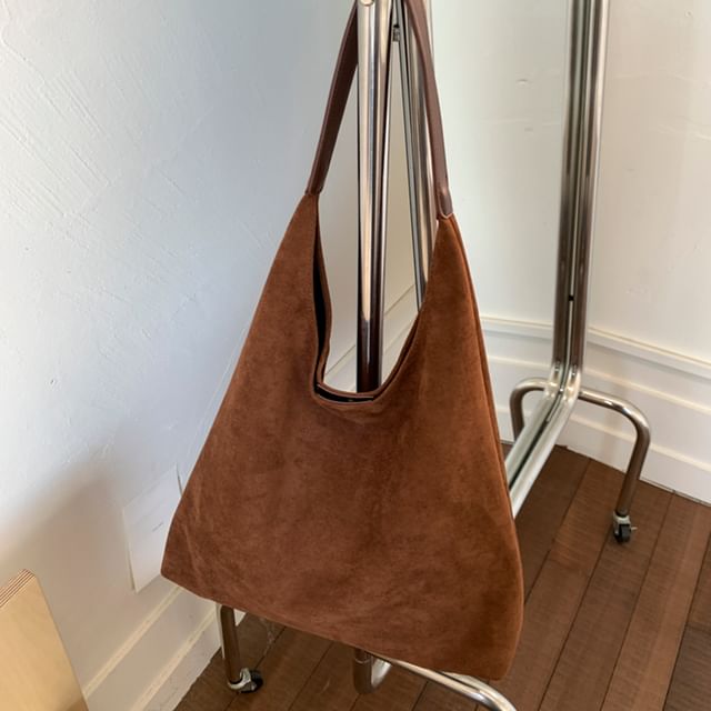 Suede Faux Bag With Pouch Tote