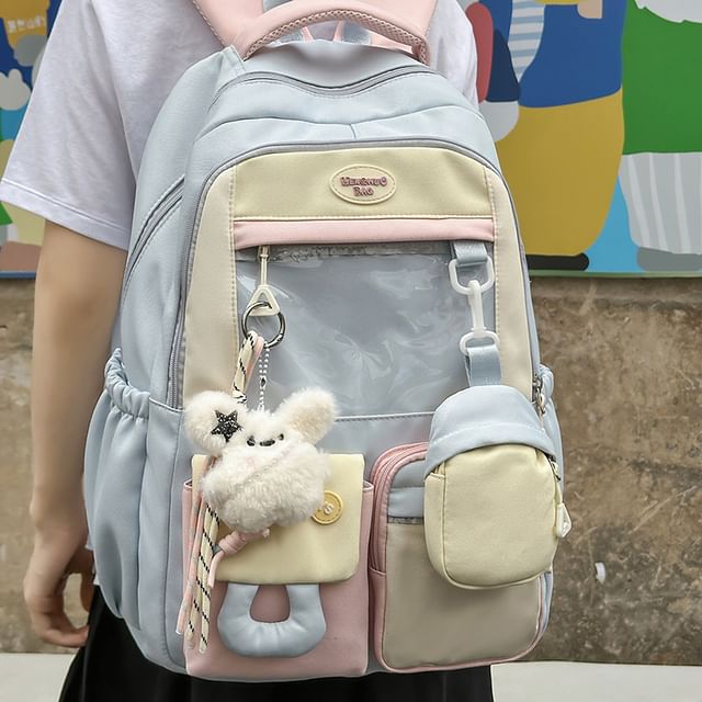 Buckled Nylon Panel With Backpack Purse Applique PVC Coin