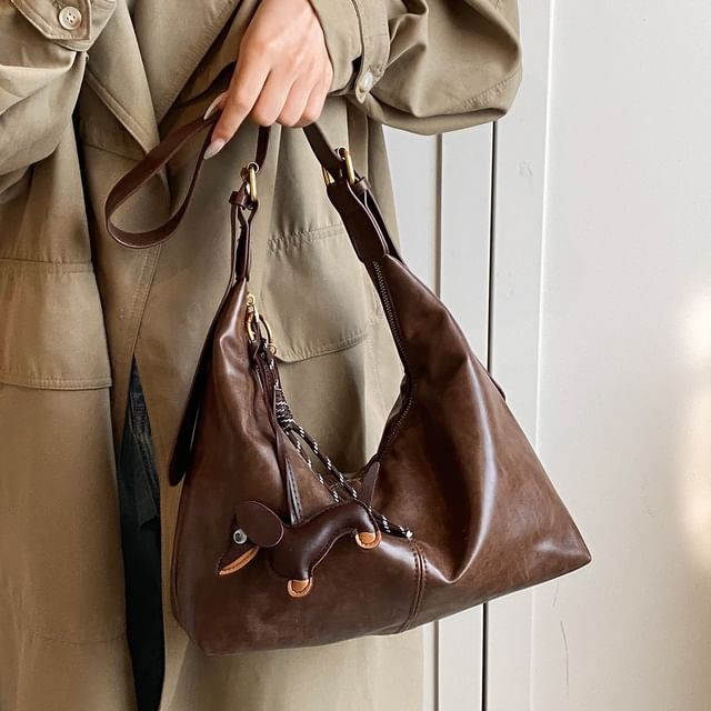 Faux Bag Plain Crossbody Charm Leather With