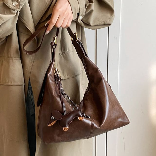 Faux Bag Plain Crossbody Charm Leather With