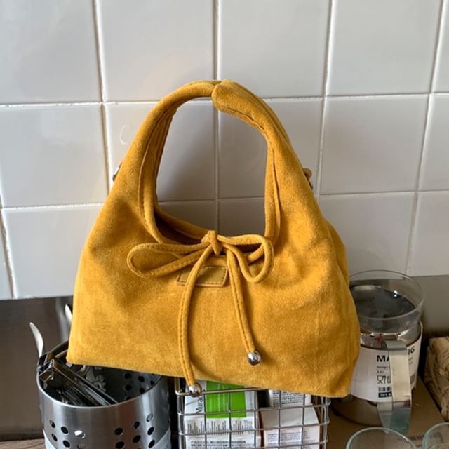 Faux Top Crossbody Handle Suede Plain Bag