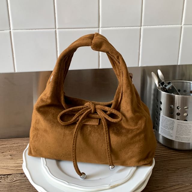 Faux Top Crossbody Handle Suede Plain Bag