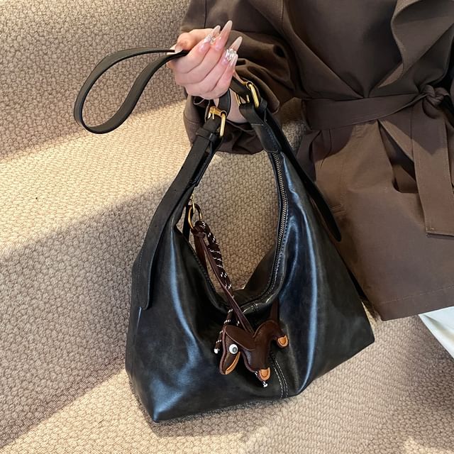 Faux Bag Plain Crossbody Charm Leather With