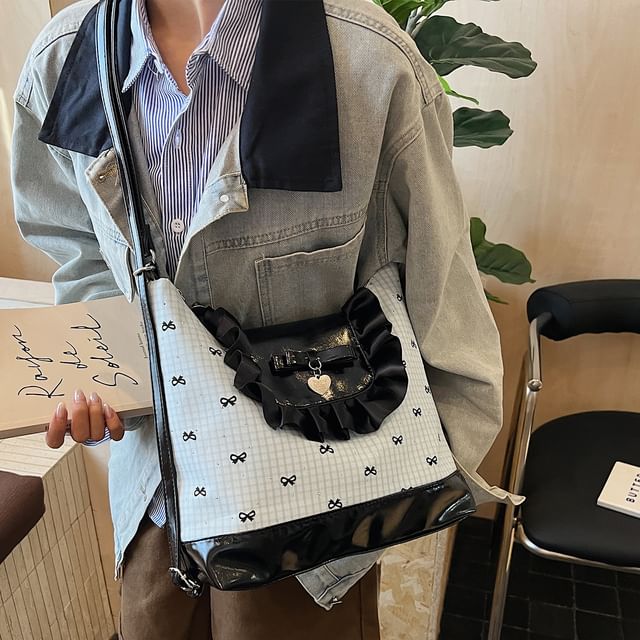 Crossbody Accent Bow Bag Patterned