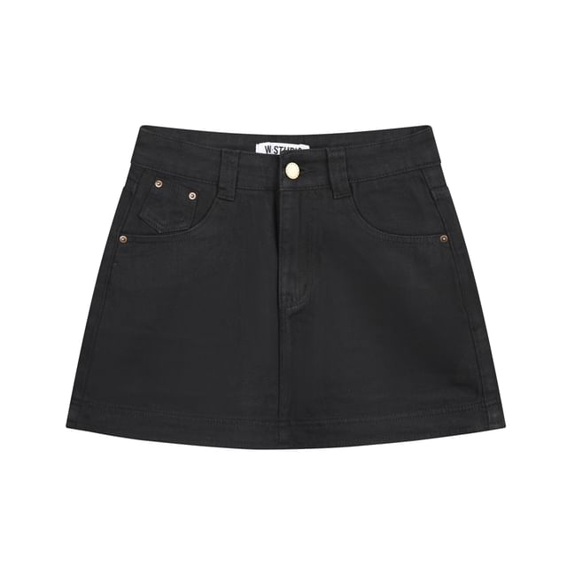 Denim Mini A-Line Skirt - High Rise