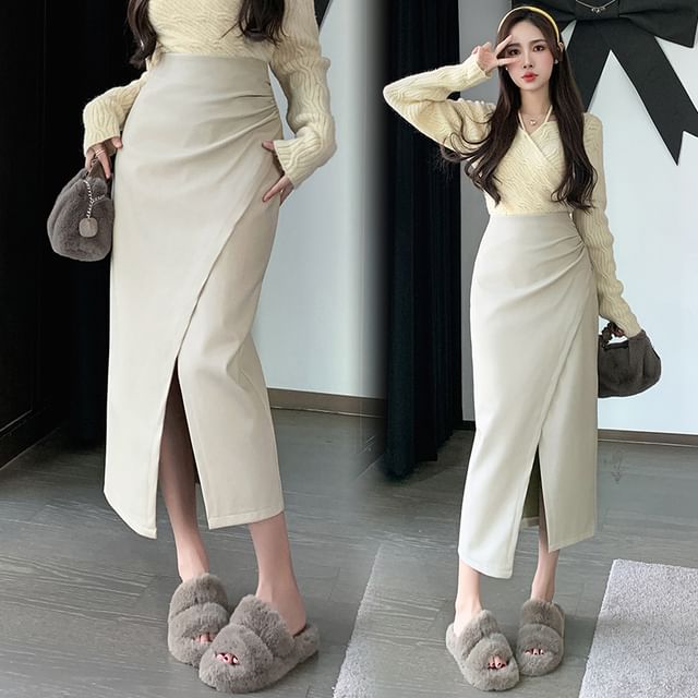 Plain Midi Skirt - High Waist