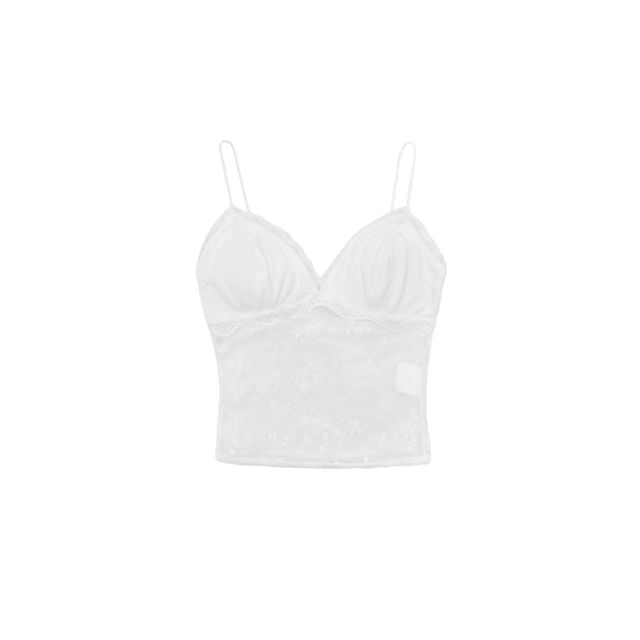 V-Neck Lace Camisole Top / Plain Light Cardigan