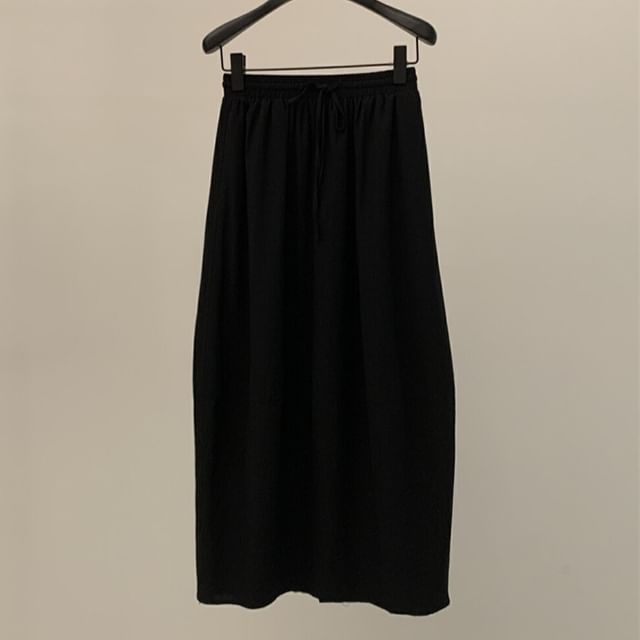 V-Neck Button-Up Vest & Midi A-Line Skirt