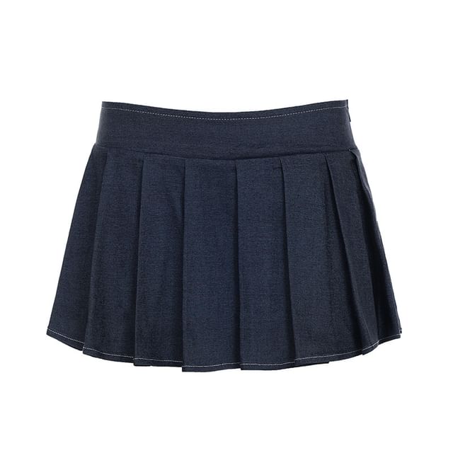 Denim Lace Up Strapless Tube Top + Mini A-Line Skirt Set