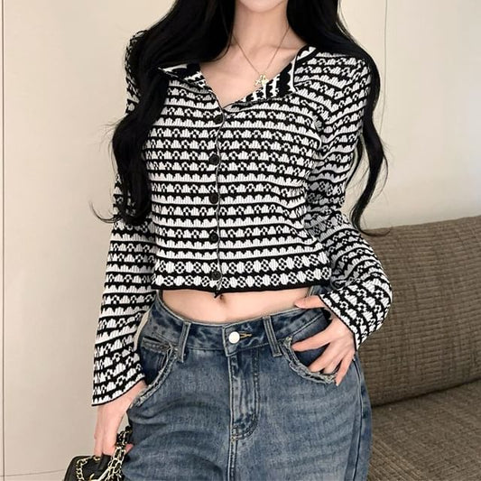 Tweed Button-Up Crop Jacket