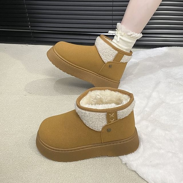 Platform Fleece-Lined Faux Suede Ankle Snow Boots