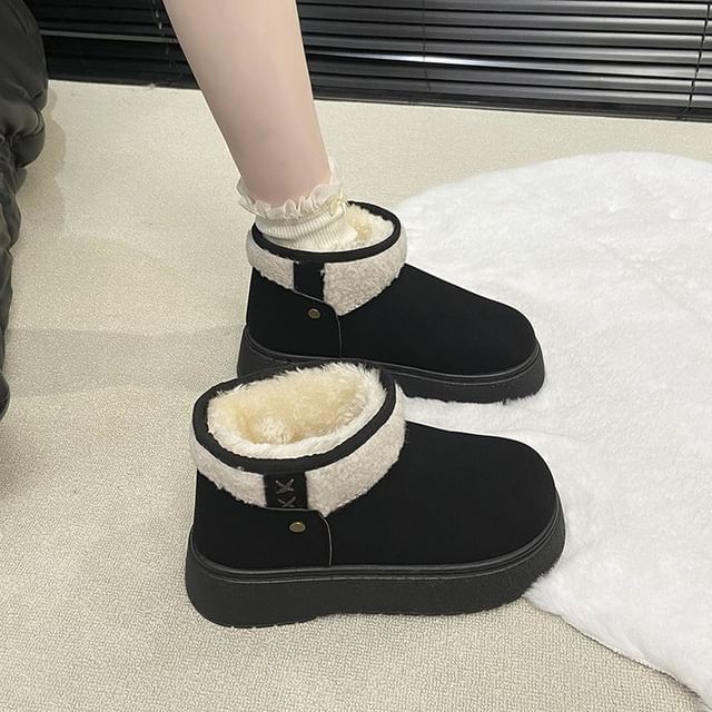Platform Fleece-Lined Faux Suede Ankle Snow Boots