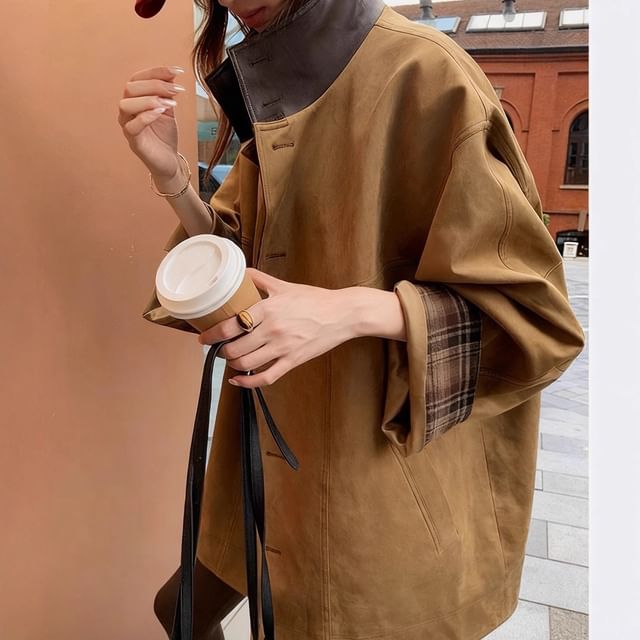 Two Tone Oversized Single-Breasted Jacket