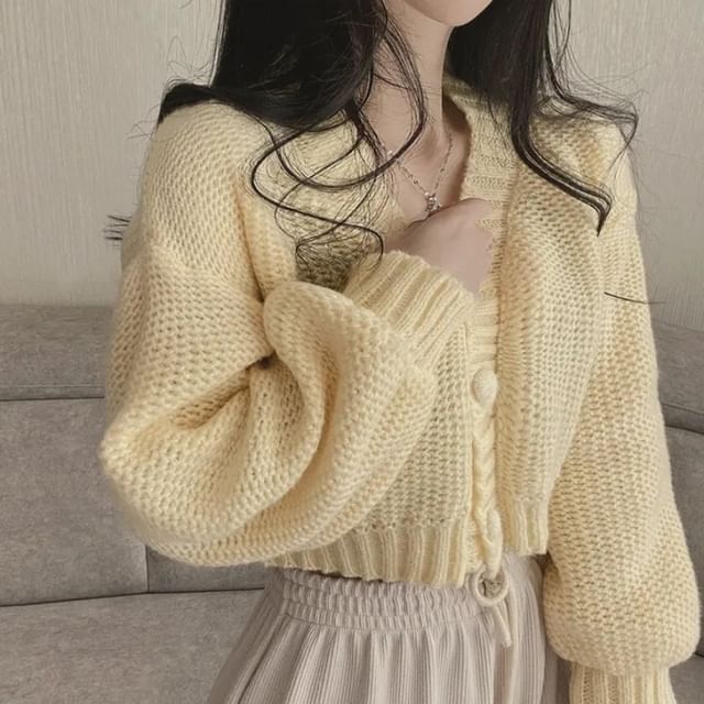 V-Neck Button-Up Cardigan