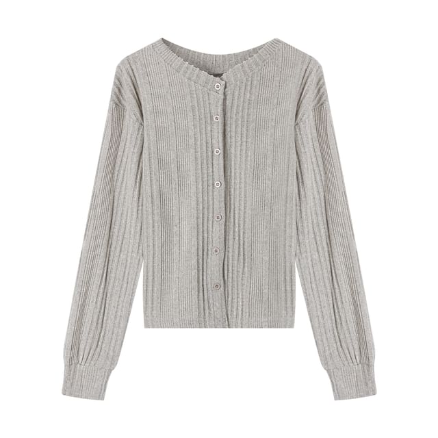 Ribbed V-Neck Cardigan / Short Sleeve V-Neck T-Shirt