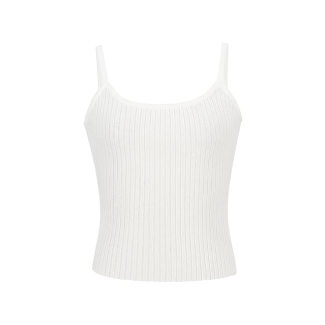 Ribbed Knit Cami Top or Round-Neck Cardigan