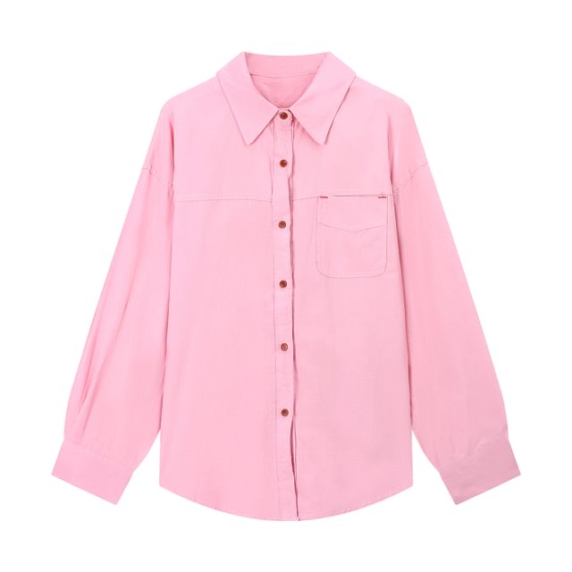 Collared Long Sleeve Button-Up Shirt