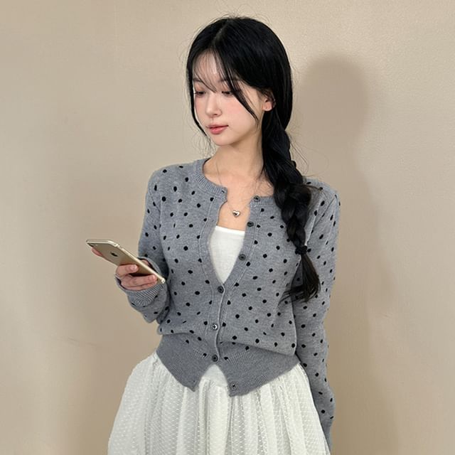 Dotted Long Sleeve Cardigan