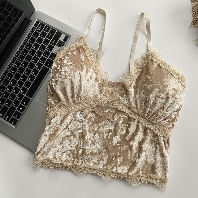Plush Velvet Padded Cami Top