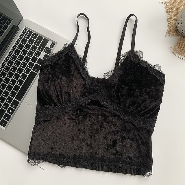 Plush Velvet Padded Cami Top