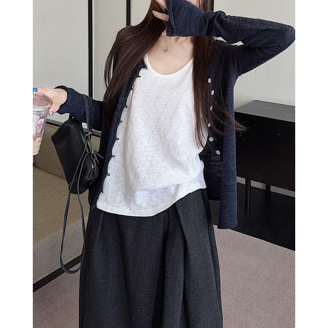 Scoop Neck Tank Top with Cardigan