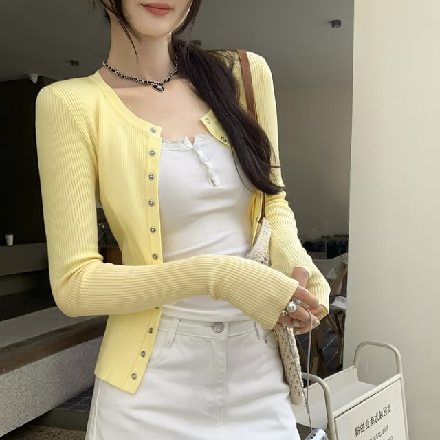 Classic Button-Front Knit Cardigan