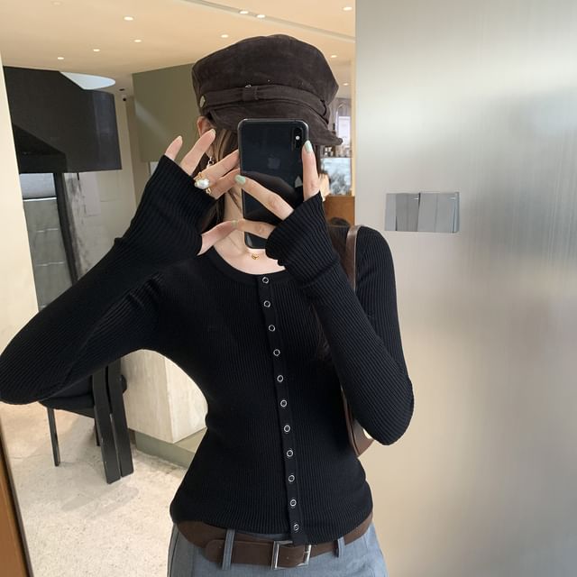 Classic Button-Front Knit Cardigan