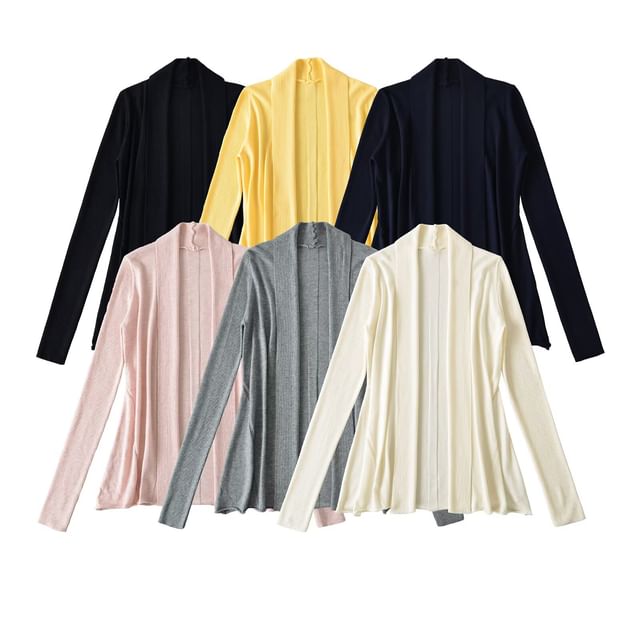 Open-Front Classic Knit Cardigan