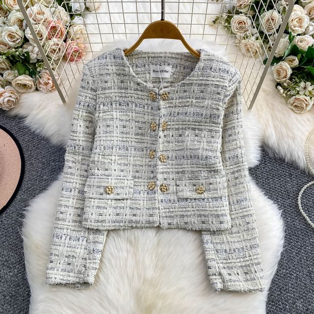 Set: Double Breasted Tweed Jacket + Skirt