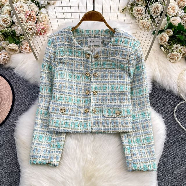 Set: Double Breasted Tweed Jacket + Skirt