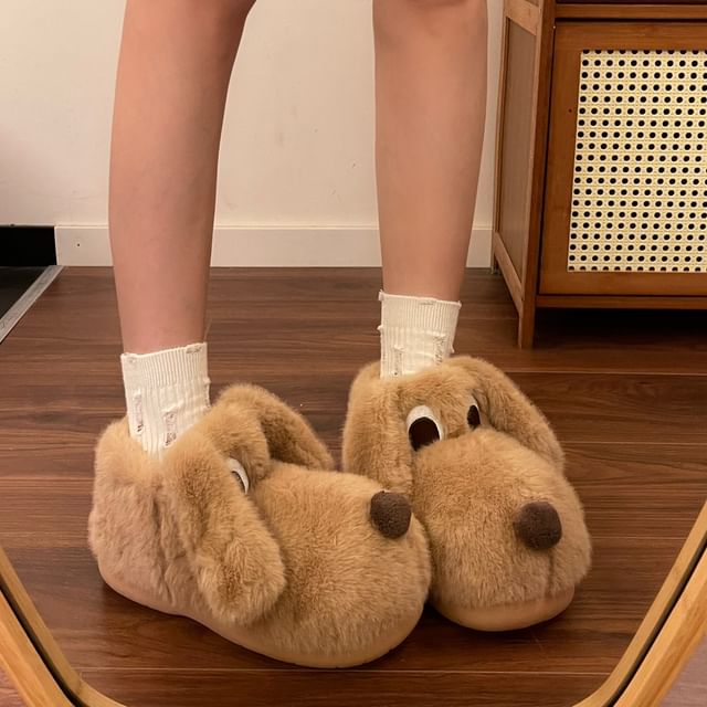 Furry Dog Ankle Snow Boots