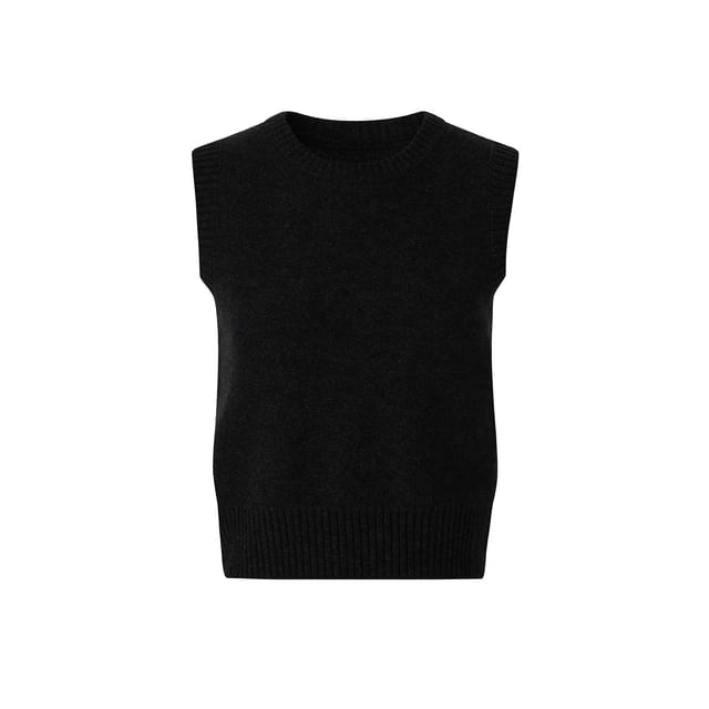 Crew Neck Plain Sweater Vest