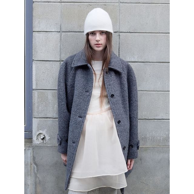 Woolen Half Mac Coat (Gray)