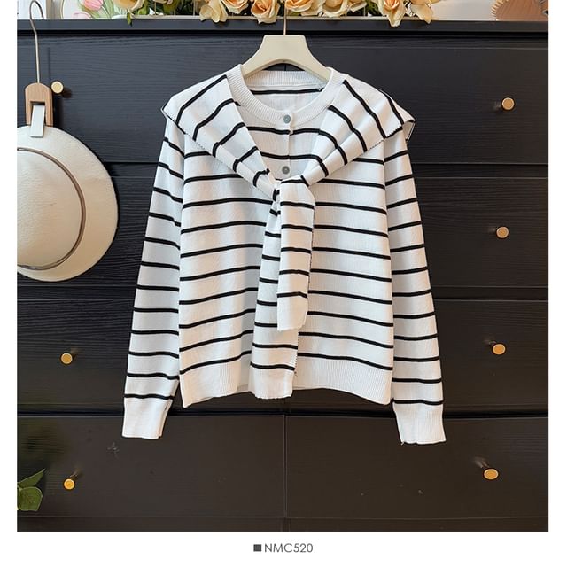 Long Sleeve Striped Loose-Fit Cardigan