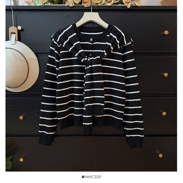 Long Sleeve Striped Loose-Fit Cardigan