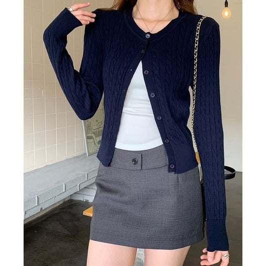 Button-Up Plain Cardigan