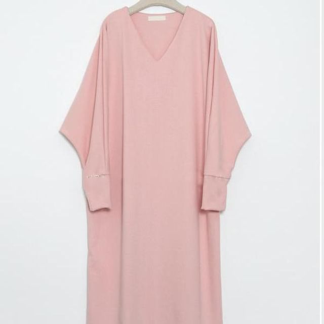 Long Sleeve Plain Slit Maxi Loose Fit Dress