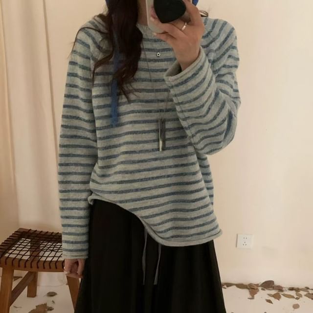 Striped Sweater with Round Neck