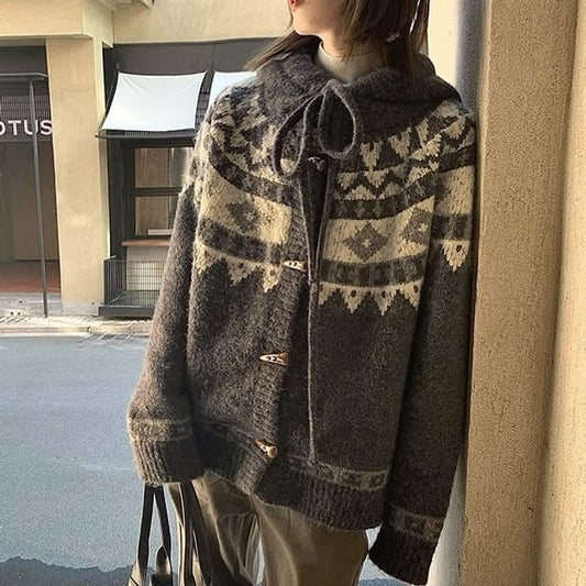 Jacquard Toggle Cardigan