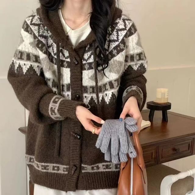 Jacquard Toggle Cardigan