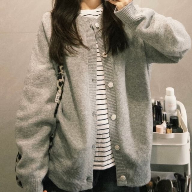 Crew Neck Melange Cardigan