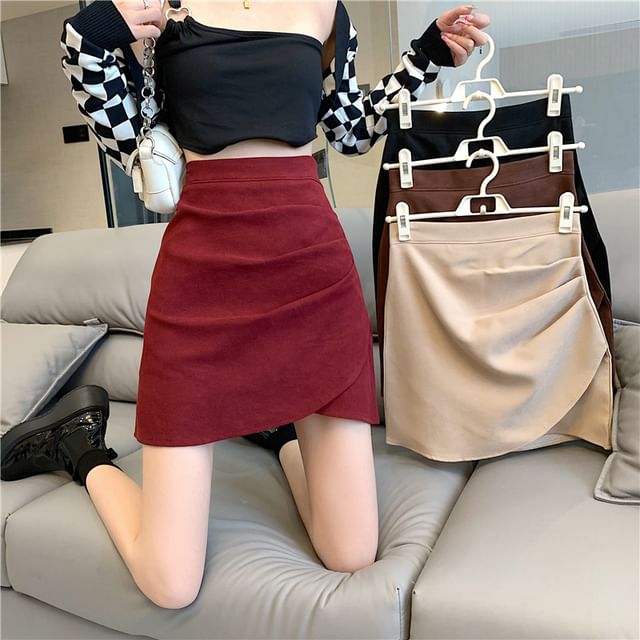 Asymmetrical Mini Skirt High Rise