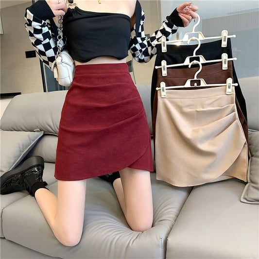 Asymmetrical Mini Skirt High Rise