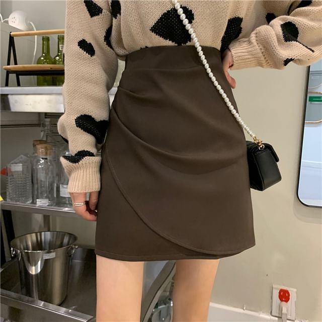Wrapped Mini Skirt High Waist