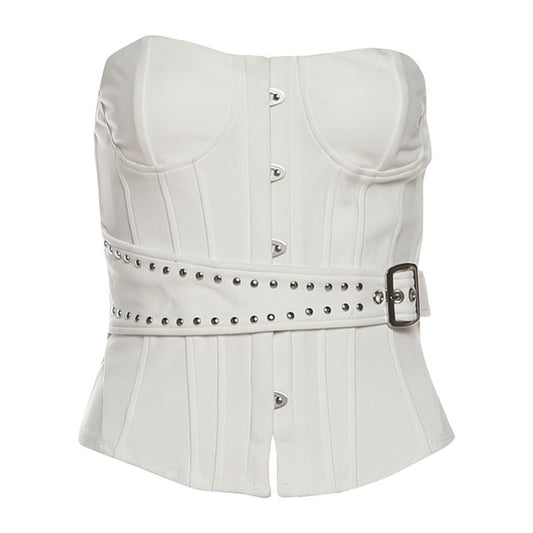 Belted Accent Corset-Style Tube Top