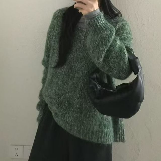 Melange V-Neck Knit Sweater