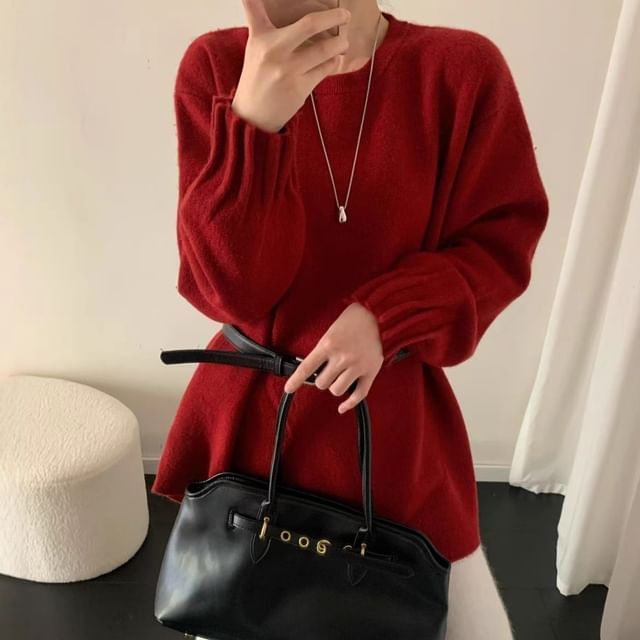 Oversized Crew Neck Pullover Sweater