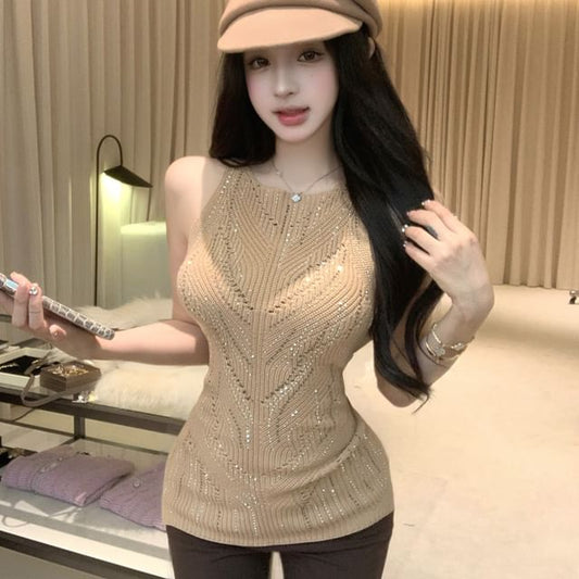 Glitter Knit Tank Top for Women