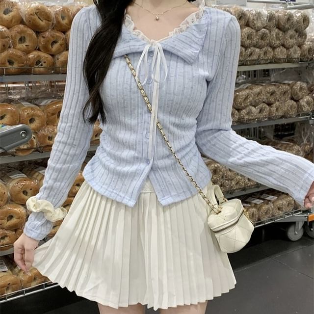 Illusion Two-Piece Long Sleeve Collared Striped Shirt