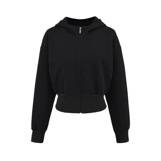 Plain Zip-Up Hooded Sweatshirt